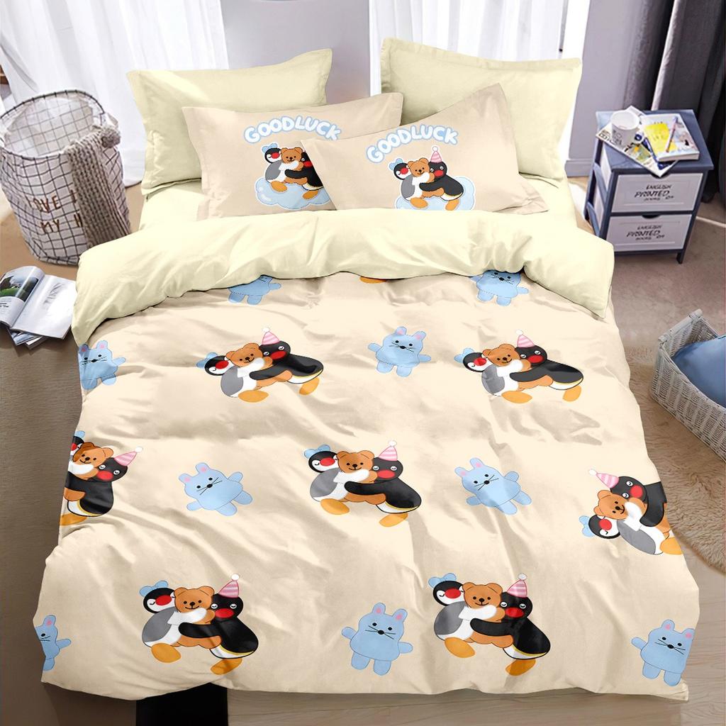 Cute Penguin Bedding Set Cartoon Penguin Duvet Cover Set Antarctic Animals Quilt Cover For Kids Boys Girls King Double Size