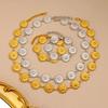 Stainless Stain Flower Jewelry Sets For Women 18K Gold Plated Chrysanthemum Necklace Bracelet Set Wedding Party Jewelry Gifts