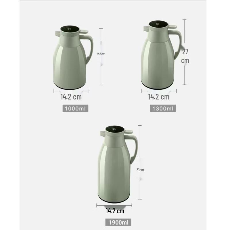 Shangqi 1.0L Morandi Green Glass Liner Thermos