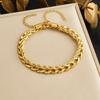 European and American Stainless Steel Gold-plated Bracelet, Fashionable Punk Unisex Style, Double-layer Stacked Chain Jewelry Two-piece Set for Women