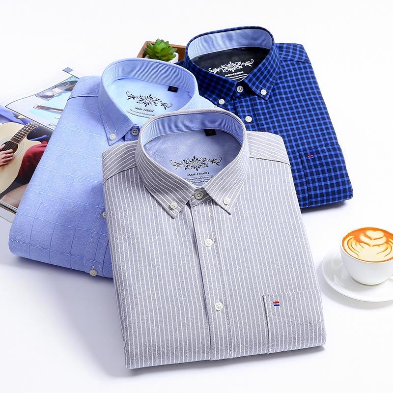 Men's Long Sleeve Shirt Oxford Woven Thick Warm Autumn and Winter Comfort High Quality Everything Easy To Take Care of Simple