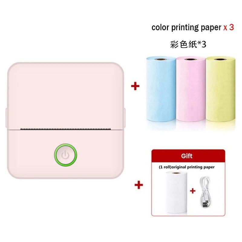 Portable Mini Printer Wireless Thermal Pocket Printers Self-Adhesive Paper for DIY Diary Stickers Quick Printing Conveniently
