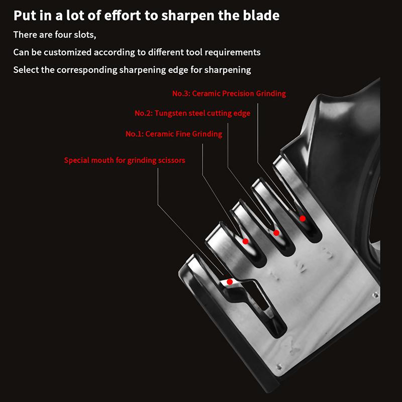 Ořezávače nožů, 4 v 1 Profesionální kuchařské kuchyňské doplňky na nože, Nástroj na ostření kuchyňských čepelí a nůžek