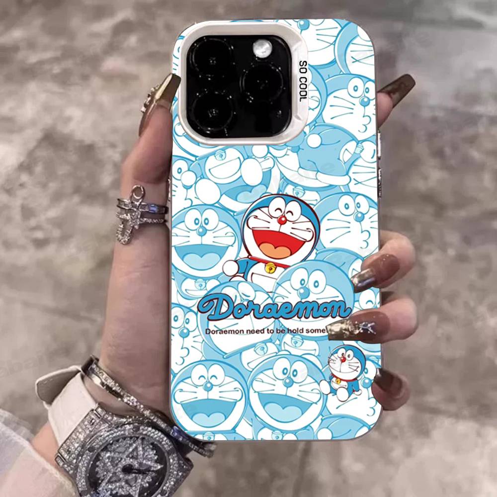 

Cartoon Doraemon Phone Case For IPhone 17 16 15 14 11 12 13 Pro Max Plus Pro Colored Silver Cover iPhone 12 pro