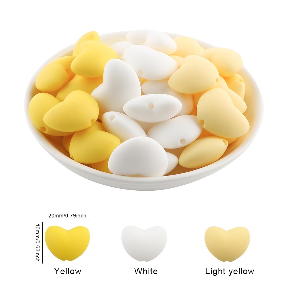 Kovict 21pcs Silicone Beads Heart Shape Charm For Jewelry Making Necklace Bracelets Accessories