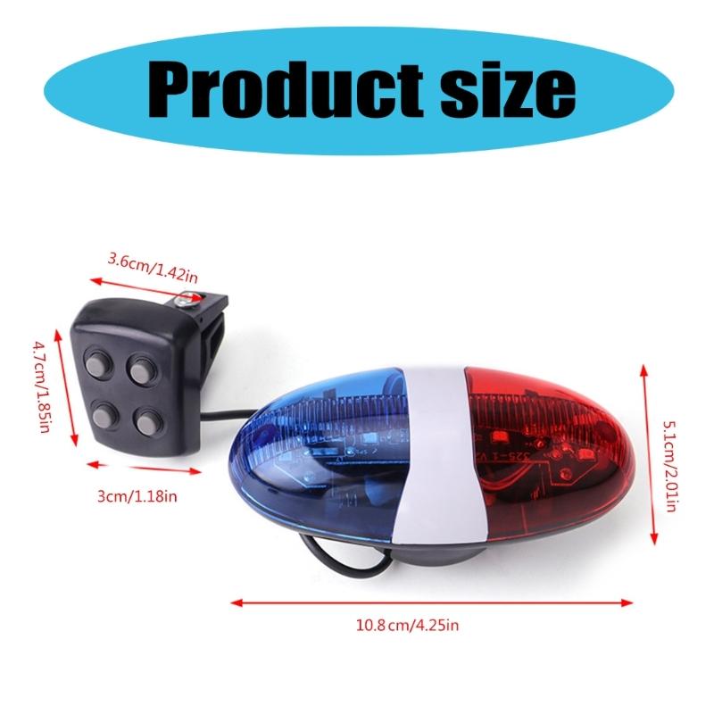 Biciclette Polizia Suono Luce 6 LED 4 Tono Tromba per Bicicletta Tromba Elettronica Sirena Lampada per Ciclismo Luce LED per Bicicletta