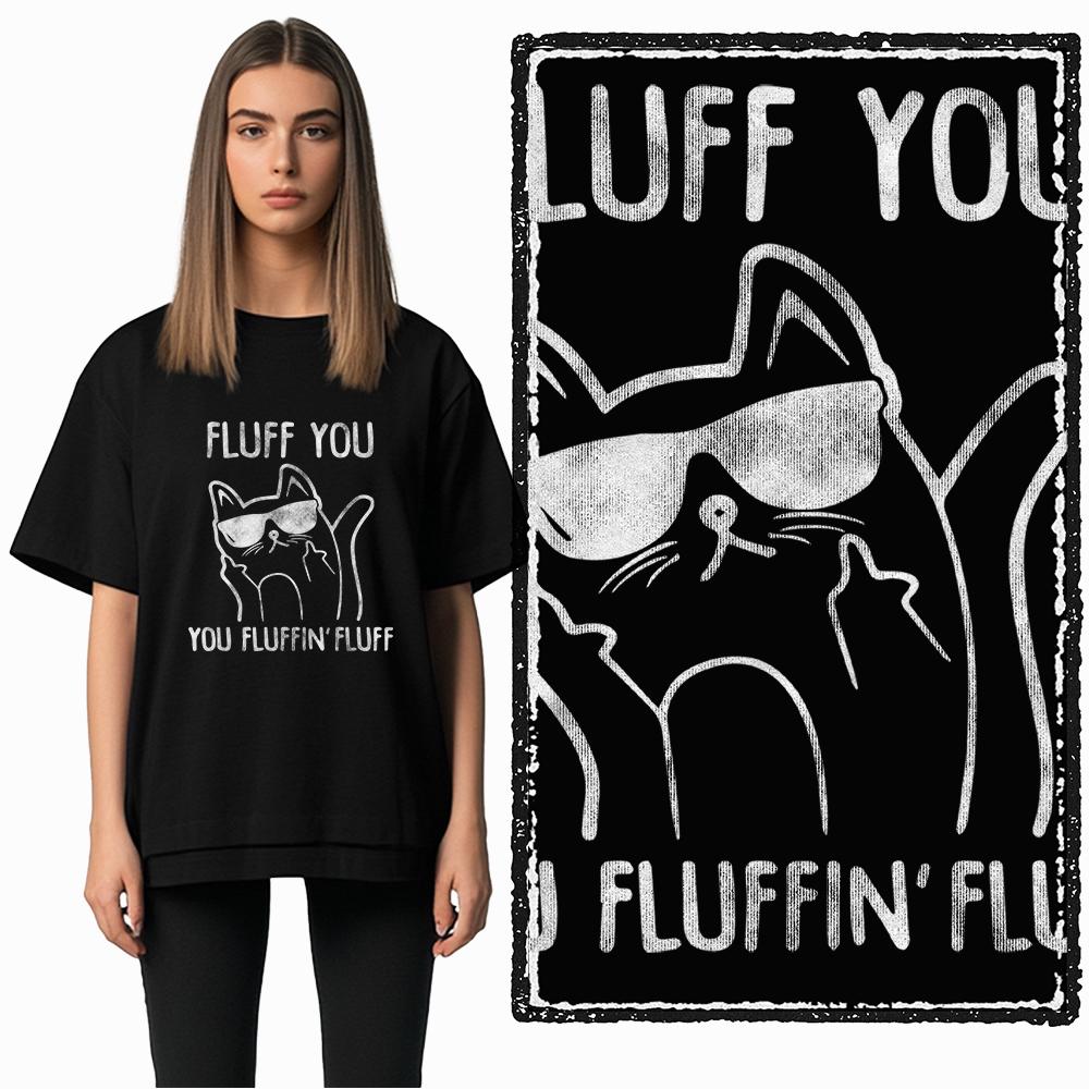 Coolmind DB 100% Baumwolle Katzenprint Exklusiver Grafik Damen T-Shirt Cooles SCHWARZES Damen T-Shirt Übergröße T-Shirt für Damen T-Shirt