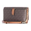 Michael Kors Heather Commuter Gold Logo Plate Flap Retro Color Block Presbyopia PVC Crossbody Shoulder Bag Regular Women's Brown