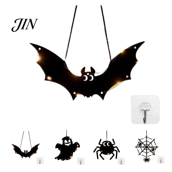 Halloween Holiday Decorations Pumpkin Hanging Decor, Non-Woven Ghost Ornament with Light String, Spooky Festive Decor Door Wall for Party Scene, Trick