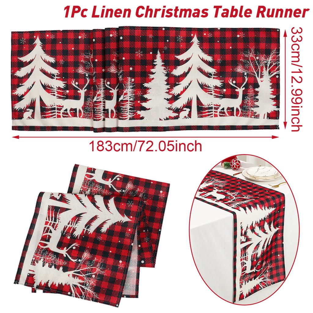Christmas Linen Table Runner Merry Christmas Decoration For Home 2025 Navidad Noel Kerst Xmas Ornament Happy New Year Gifts 2025