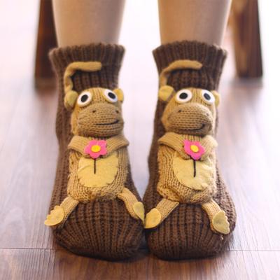 Funny Women Thick Knit Socks Winter Warm Socks Non-slip Casual Floor Carpet Socks 3D Cartoon Animal Sock Kid Christmas Gifts
