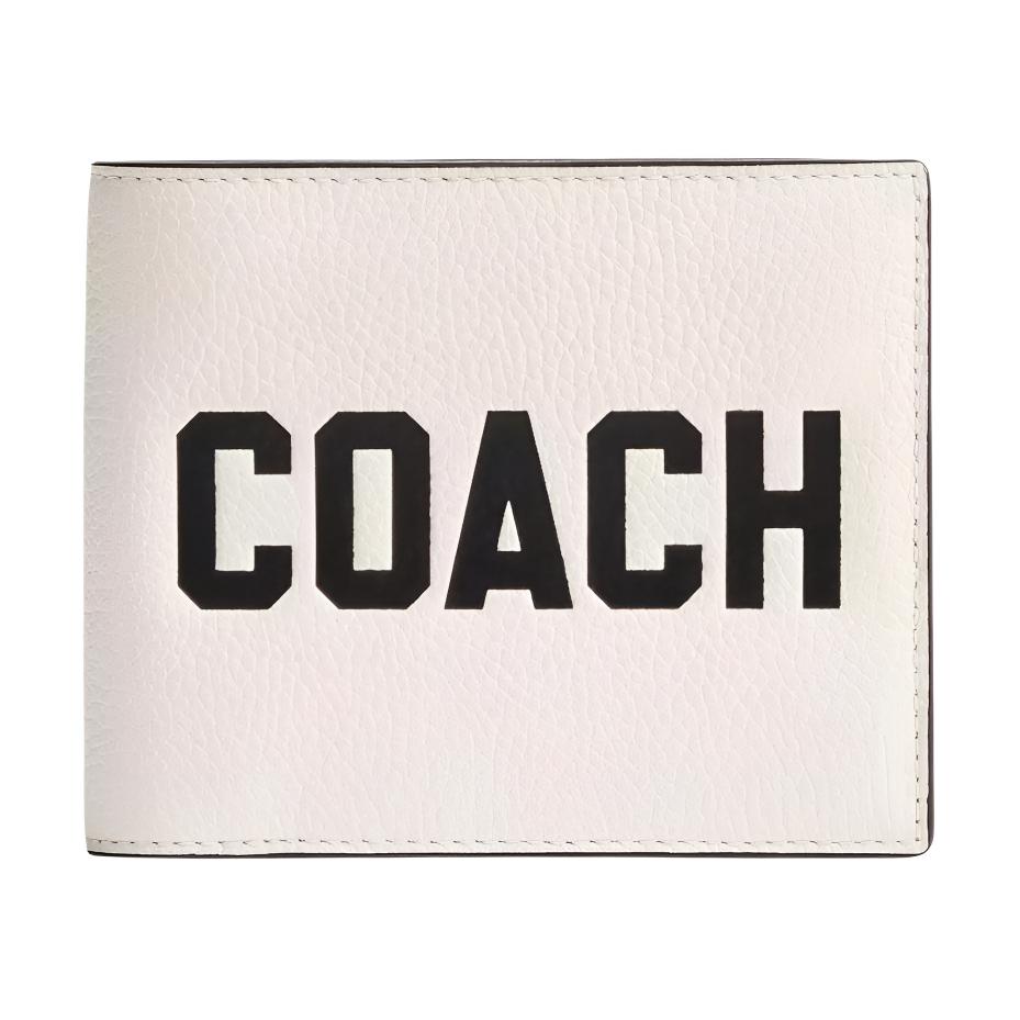 

Coach 3 In 1 Wallet 11 Letter Logo Print Double Fold Polished Pebble Leather Wallet Unisex wallet White CP279-CAH Basic Set (Bag+Dust Bag)