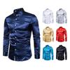 New Spring And Autumn Winter Men'S Solid Color Casual Shirt Men'S Fashion Trend Bright Face Collar Long Sleeve European Size Shirt