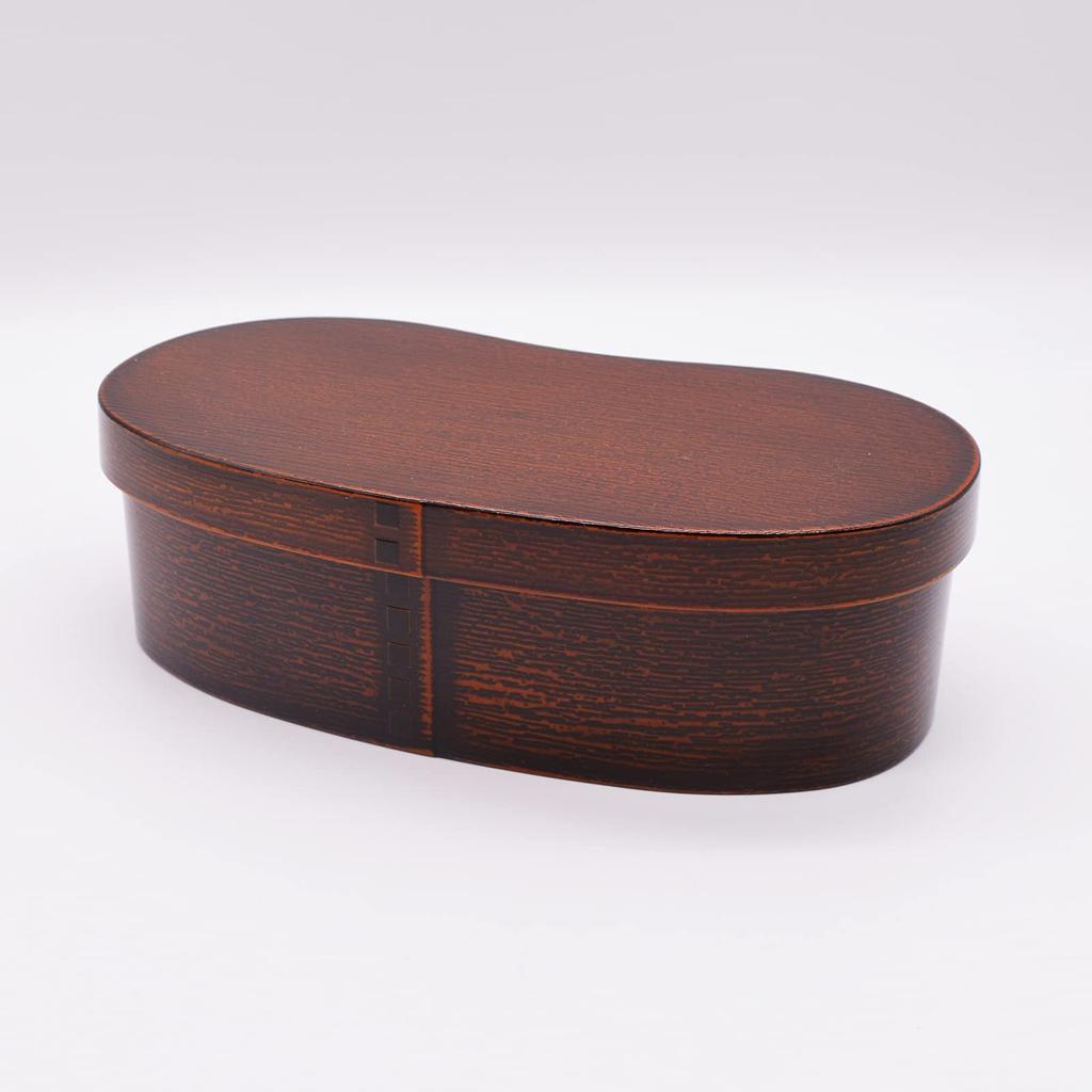 Mitani Yamanaka Lacquerware Lunch Box, Single Layer, Antibacterial, Approx. 550ml, Microwave and Dishwasher Safe, Traditional Japanese Style, Brown, M