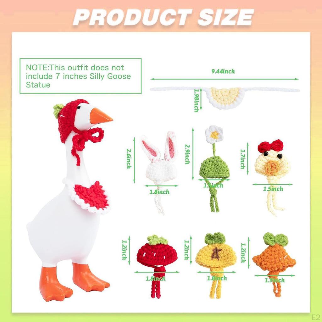 6Pcs Goose Outfits Hats Desk Clothes Costume Knitted Headwear Mini for Home