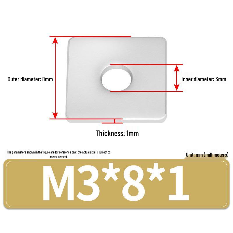 304 Stainless Steel Thickened Square Flat Washers M4-M24