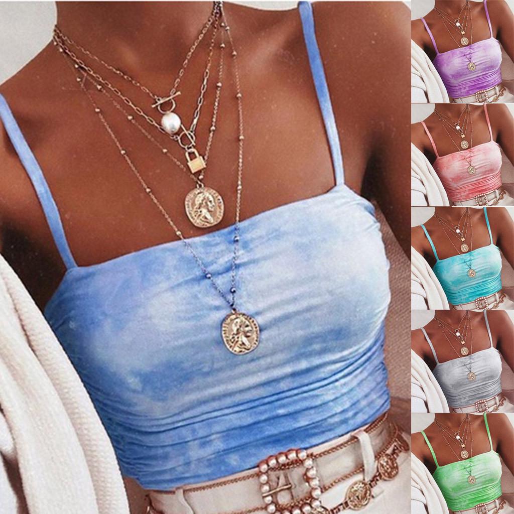 

Women s tie-dye gradient with a small tank top with a backless base