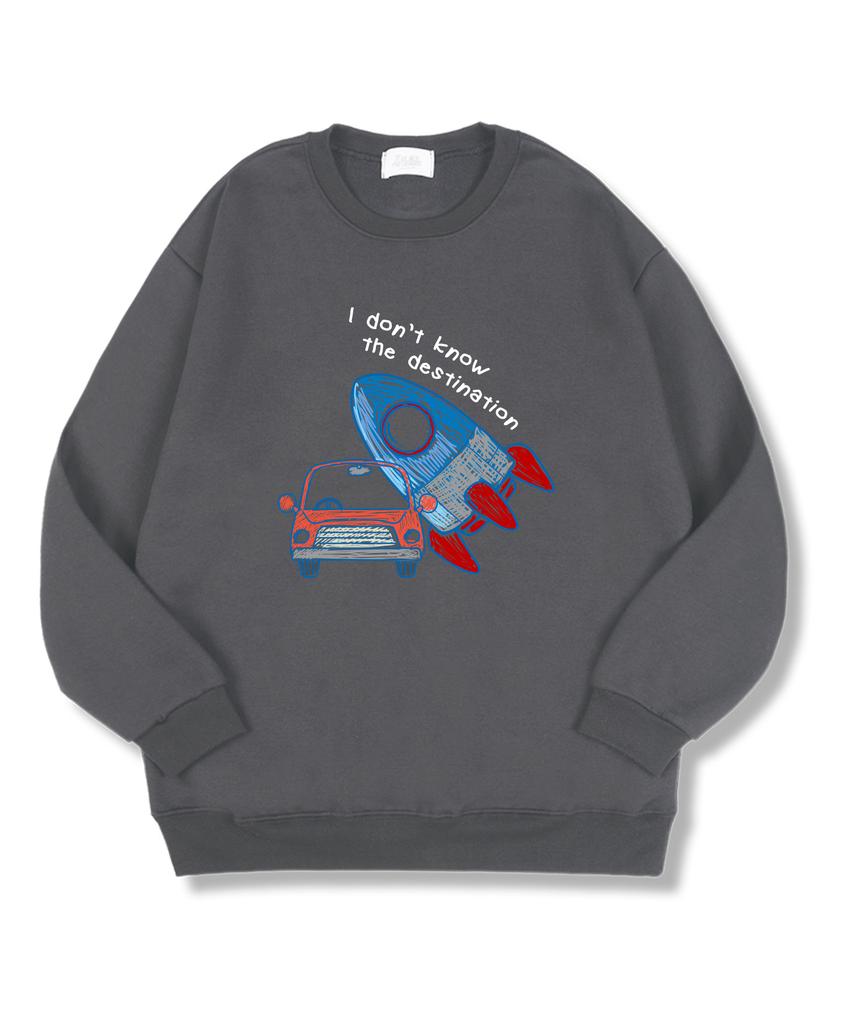 TI.GLAKE I Don'T Know Oversized Double-Sided Sweatshirt Dark Gray