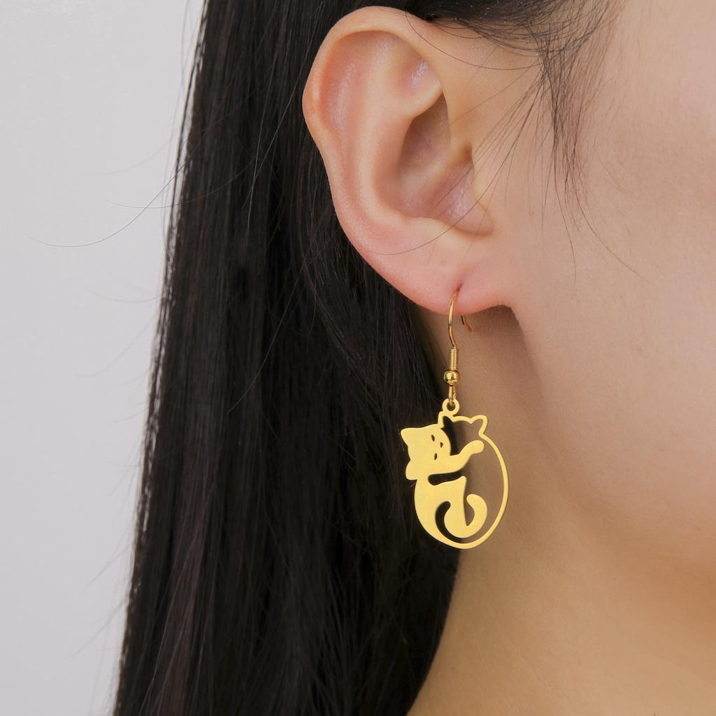 Cazador Hugging Cats Kittens Earrings for Women Stainless Steel Cute Dog Dangle Earrings 2026 Trend Jewelry Birthday Gift