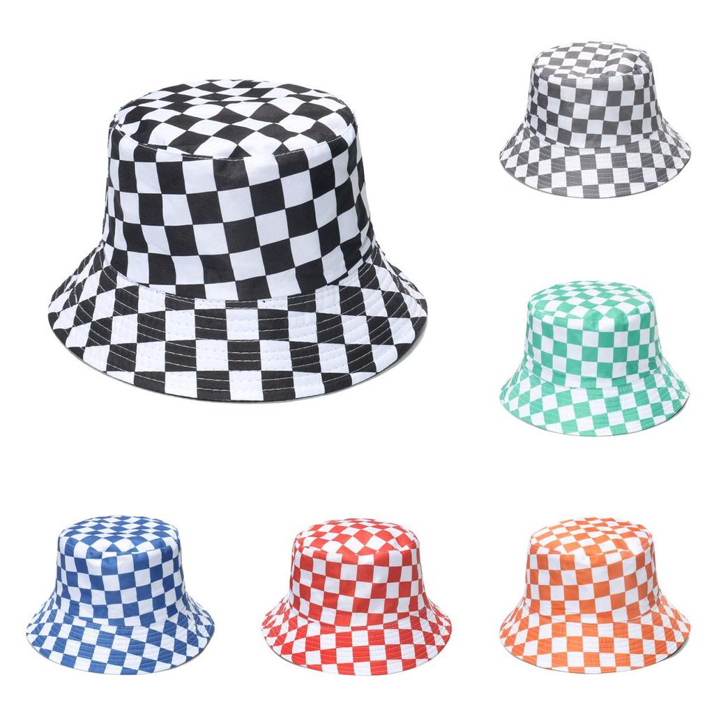 Stylish Retro Fisherman Hat Women's Sun Protection Plaid Bucket Hat Street Style