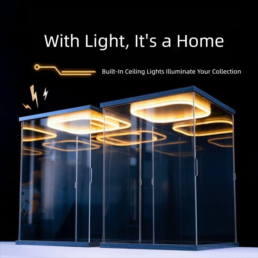 Clear Acrylic Acrylic Display Case Ring LED Lights Dust-proof Display Box High Transparent Modern Style Storage Box