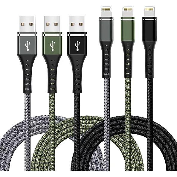 [Apple MFi Certified] iPhone Charger Fast Charging 3-Pack 3FT Lightning Cable Nylon Braided iPhone Charger Cord Compatible with iPhone 14 13 12 11 3FT