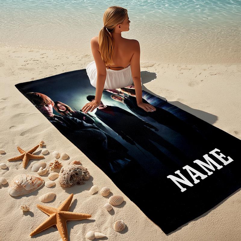 Custom Name Magic Quest Stylish Digital Printing Beach Towel Quick‑Drying Absorbent Blanket for Beach Pool Gym Travel