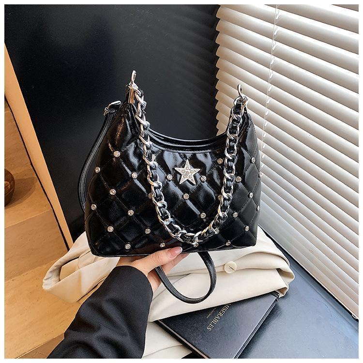 Bag Women's New Fashion Rhombus Chain Underarm Bag Niche Simple Shoulder Bag