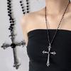 Gothic Irregular Cross Clavicle Chain Necklaces Y2K Punk Crystal Big Cross Pendant Necklaces Women Men Aesthetic Jewelry