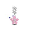 Charm Bead Pendant copper Spring Flower Butterfly Pink Charm for Bracelets Women Do It Yourself Jewellery Gift