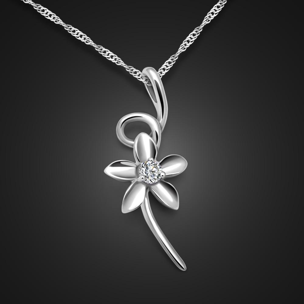 

Direct Sales Korean Women S Flower Pendant Necklace Simple Collarbone Chain Platinum-Plated Versatile Jewelry
