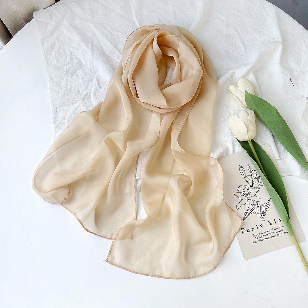 

Летний однотонный шифоновый квадратный шарф шелковый шарф женский шейный солнцезащитный тонкий высококачественный простой однотонный платок шарф 147*31cm