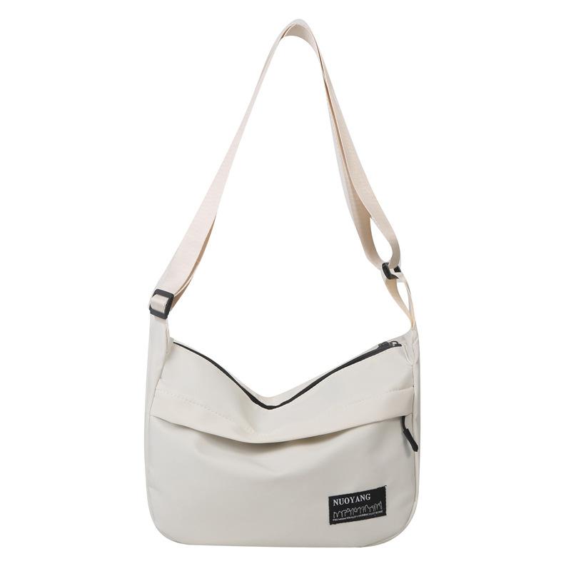 New Fashi Versatile Solid Color Nyl Letter Single Shoulder Bag Zipper Open Messenger Bag Adjustable Shoulder Strap Women Bag