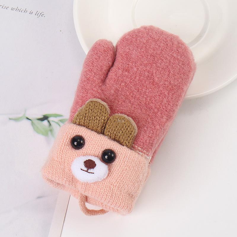 Children's Plus Velvet Thickened Bunny Gloves New Style Neck Finger Gloves Baby Kids Cute Windproof Gloves