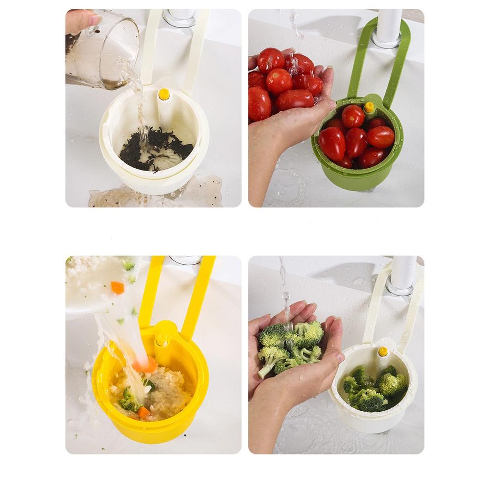 1Pc Plastic Kitchen Hanging Sink Drain Basket Automatic Dump Kitchen Sink Waste Collector Removable Bottom for Easy Installation