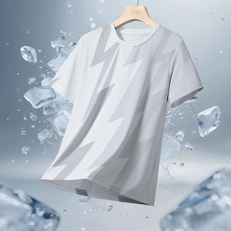 

Quick-drying Ice Silk T-shirt Loose Gradient Printed Quick-drying Breathable T-shirt Round Neck Short Sleeves 3XL білий