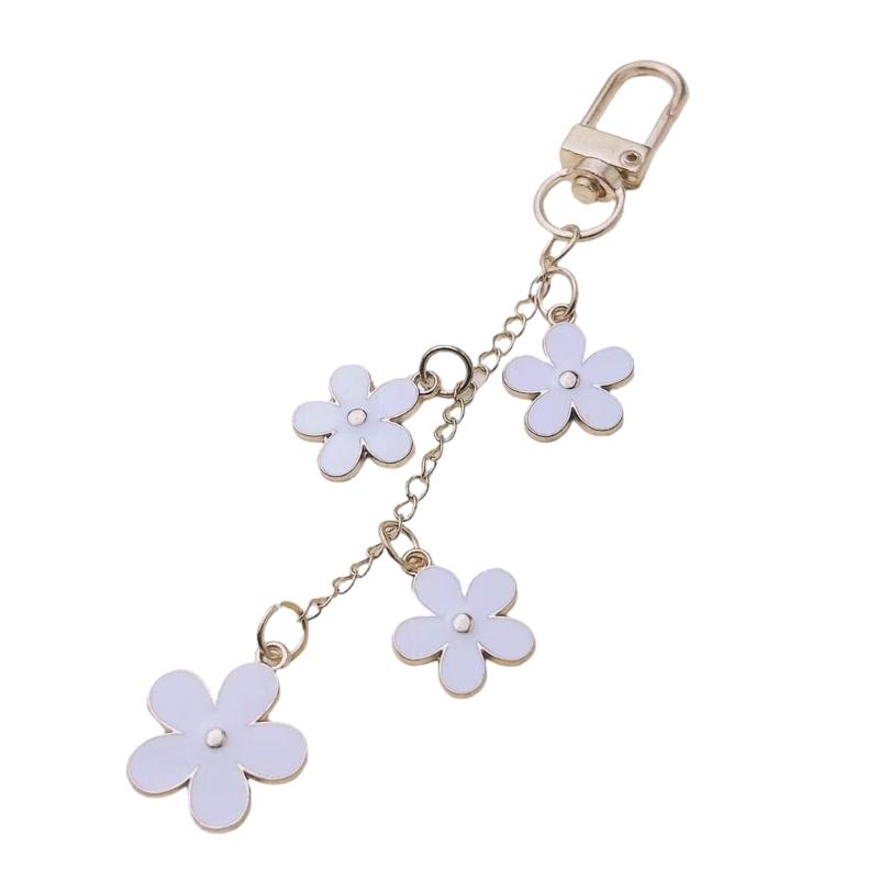 Elegant Flower Keychain Sturdy Alloy Bag Charm Fashion Accessory for Trendy Women Ladies Waterproof Oil Drop Designs