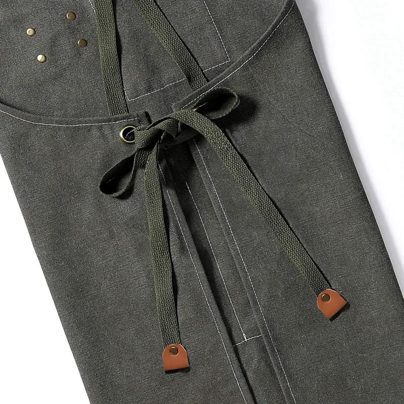 New Fashionable Waterproof Canvas Kitchen Apron Women's Men's Chef Work Apron Barbecue Restaurant Bar Store Cafe Beauty Nail Studio Uniforms