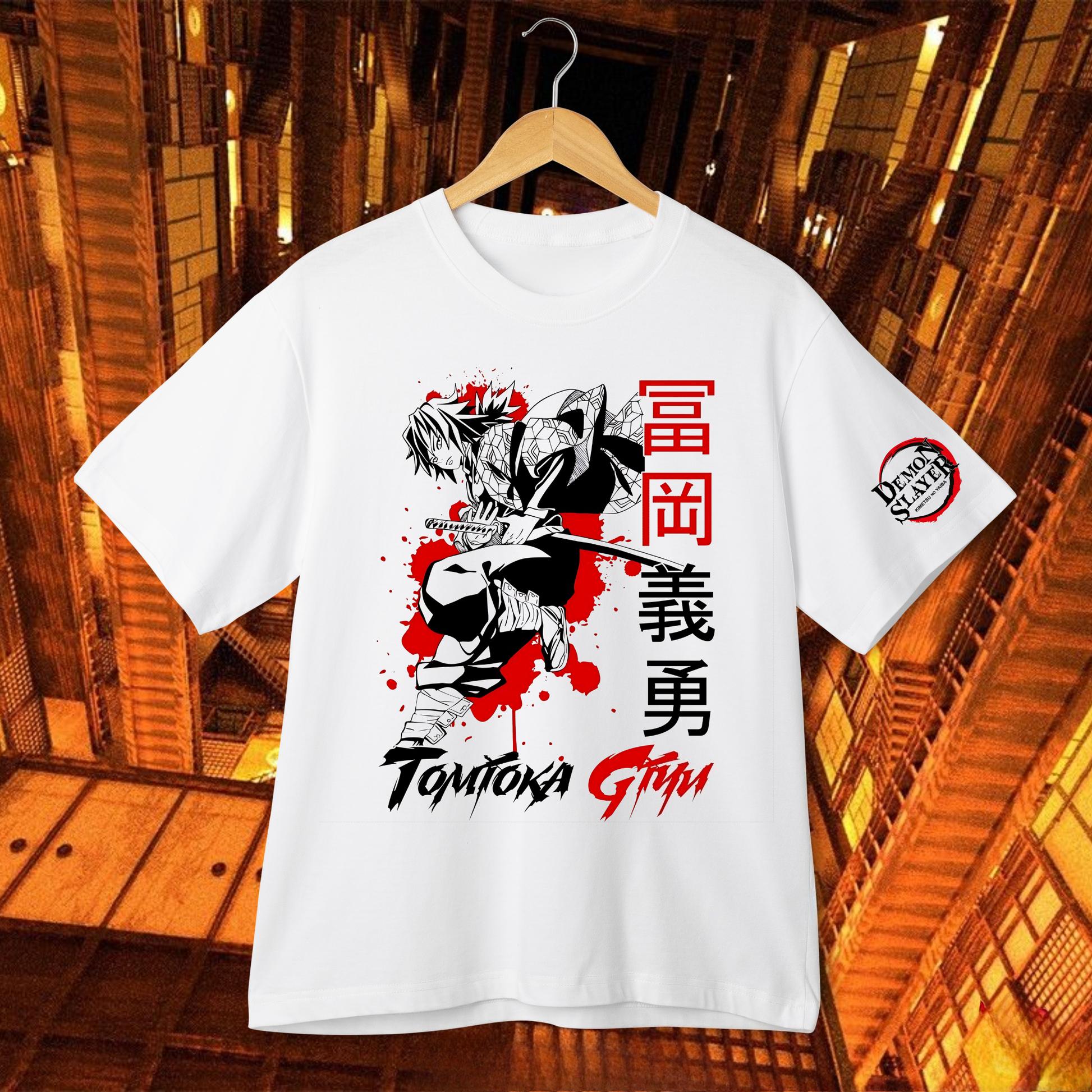 Demon Slayer Giyu Tomioka Water Hashira T-Shirt Anime Manga Style Graphic Tee Men s Streetwear Casual Top for Demon Slayer Fans S разноцветный