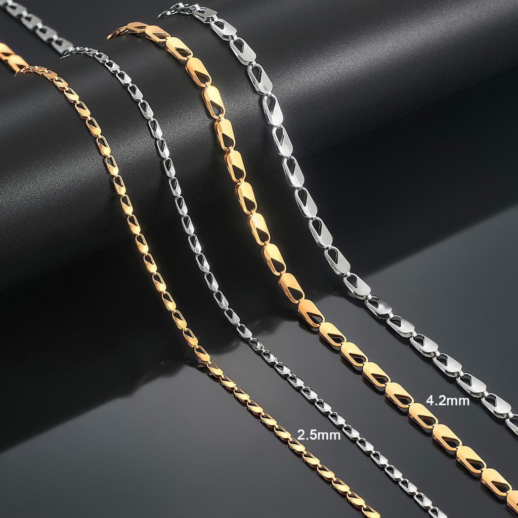 2.5mm/4.2mm Stainless Steel Unique Clasp Necklace Chain Gold and Silver for Women Girls 14-30 Inch
