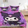 3pcs Kuromi's Halloween Adventure Quilt Cover Set (1 Quilt Cover + 2 Pillowcases Without Pillow Core), High-Definition Printing for Home and Dorm