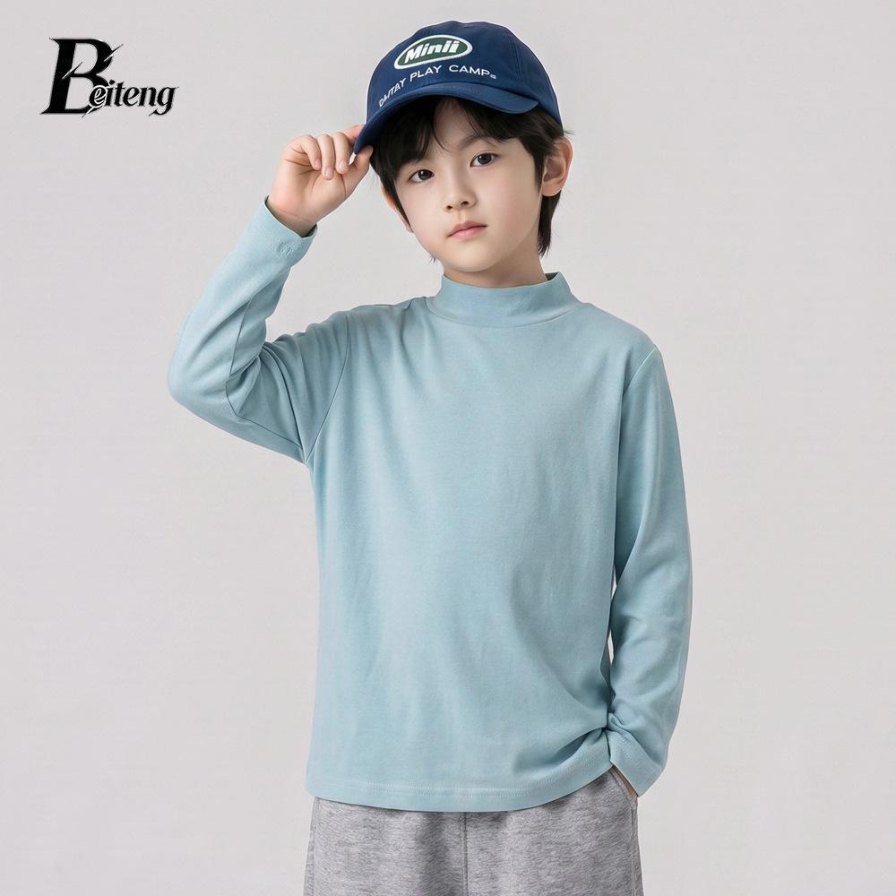 Children's Korean Style Mid-Neck Long Sleeve Autumn Base Layer - Boys & Girls Versatile Top