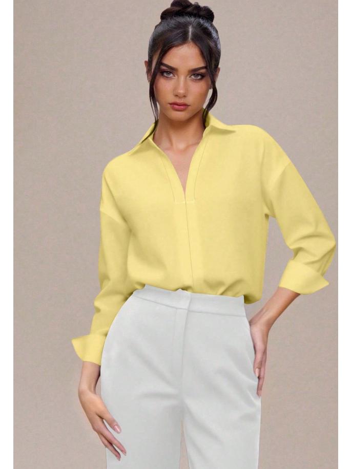 2026 European Fashion Slim-fit Mid-sleeve Women's Lapel Shirt