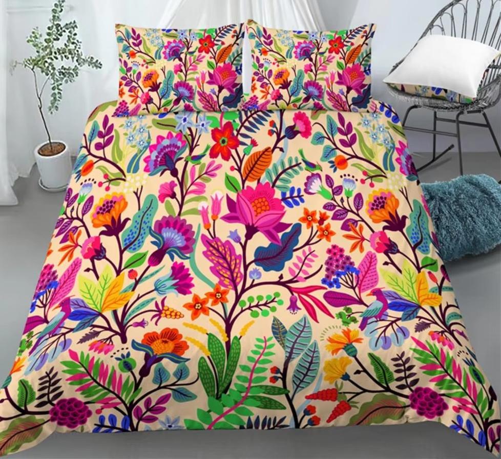 Luxury 3D Floral Print Bedding Set Queen King Size Comfortable Duvet Cover Pillowcases 3 Piece Set Comfortable Soft Home Living