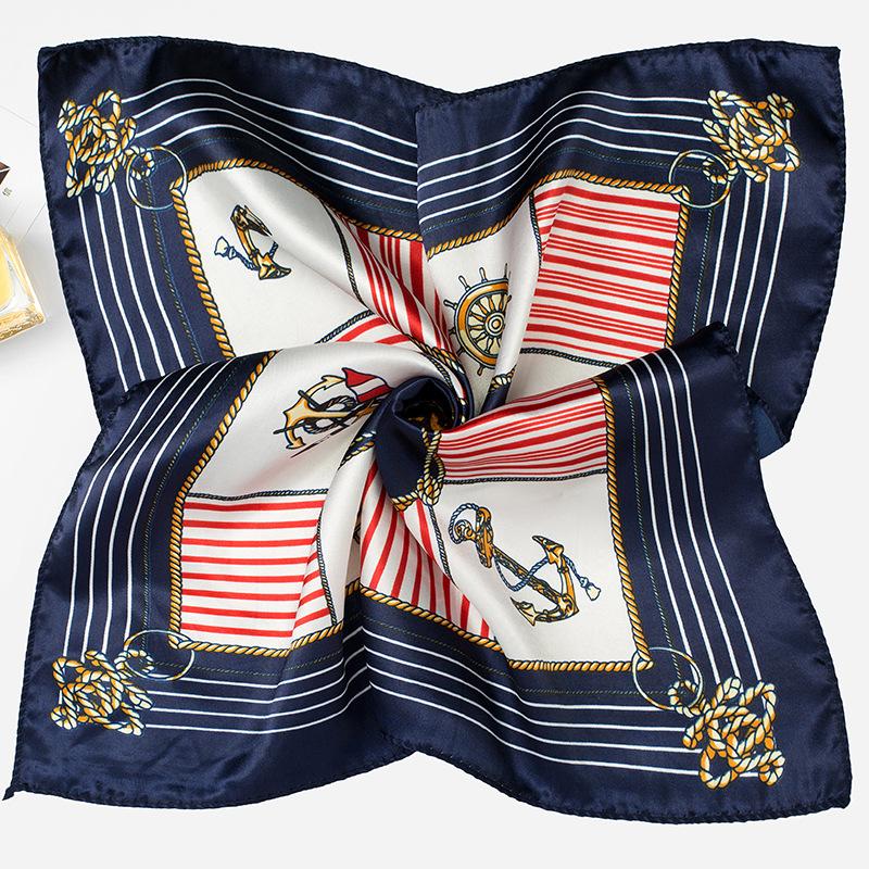 Light Luxury 50Cm Small Square Scarf Chain Printed Silk Scarf Women'S Thin Neck Protection Scarf Cheap Silk Scarf Gift