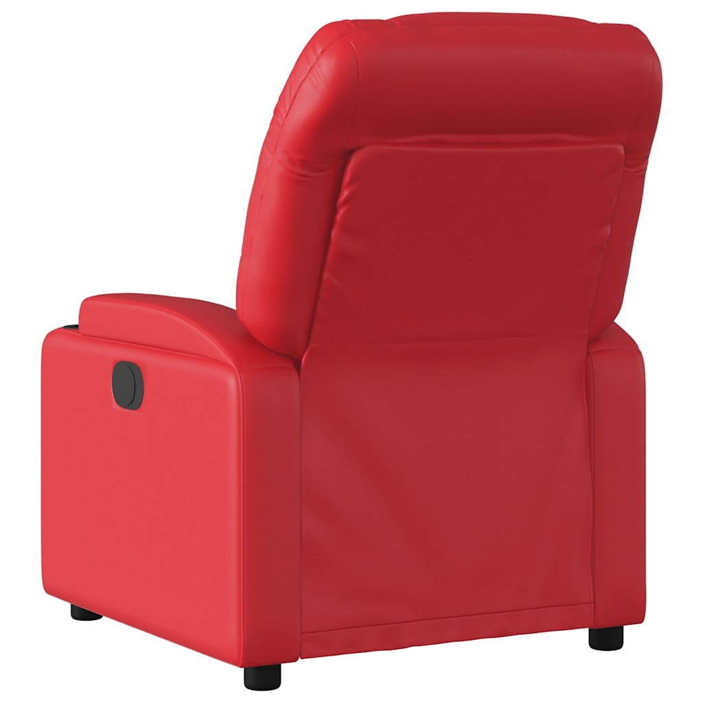 Electric Recliner Chair In Red Synthetic Leather