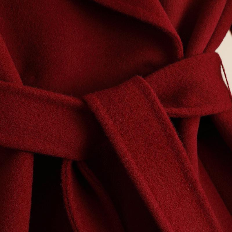 Palton Lung de Cașmir Dublu-Față pentru Femei, Stil Coreean 2024, Peste Genunchi, High-End, Temperament de Toamnă/Iarnă.