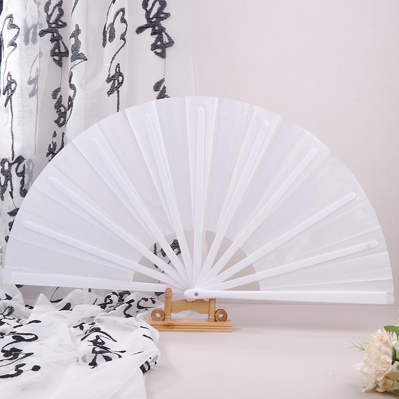 Chinese Martial Arts Kung Fu Fan Tai Chi Dance Fan Plastic Stage Performance Folding Fan Solid Color Fan Photo Prop