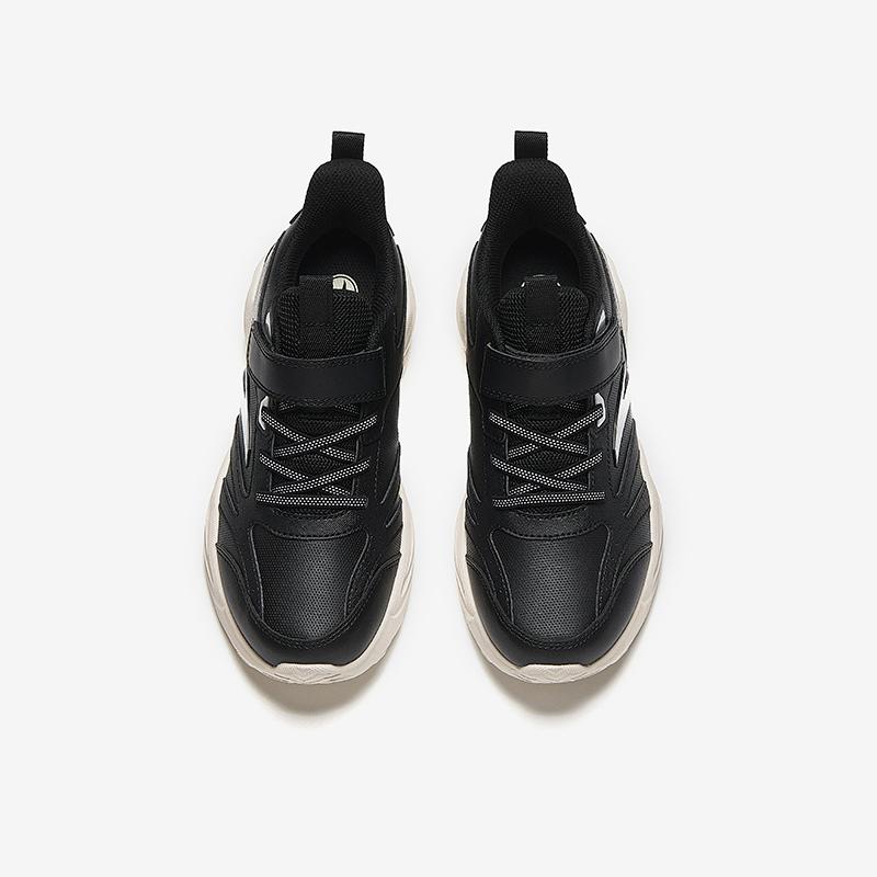 ANTA Boys Cushioned Velcro Strap Casual Sneakers Black Silver Off White A12435522N-2