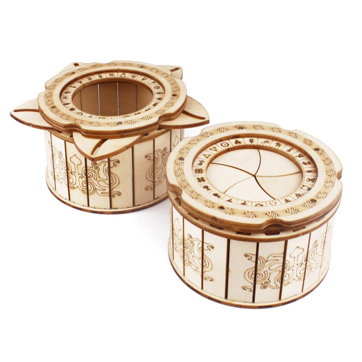 

3D Puzzle DIY Wooden Mechanical Box Assembly Model Adult Birthday Halloween Christmas Gift білий